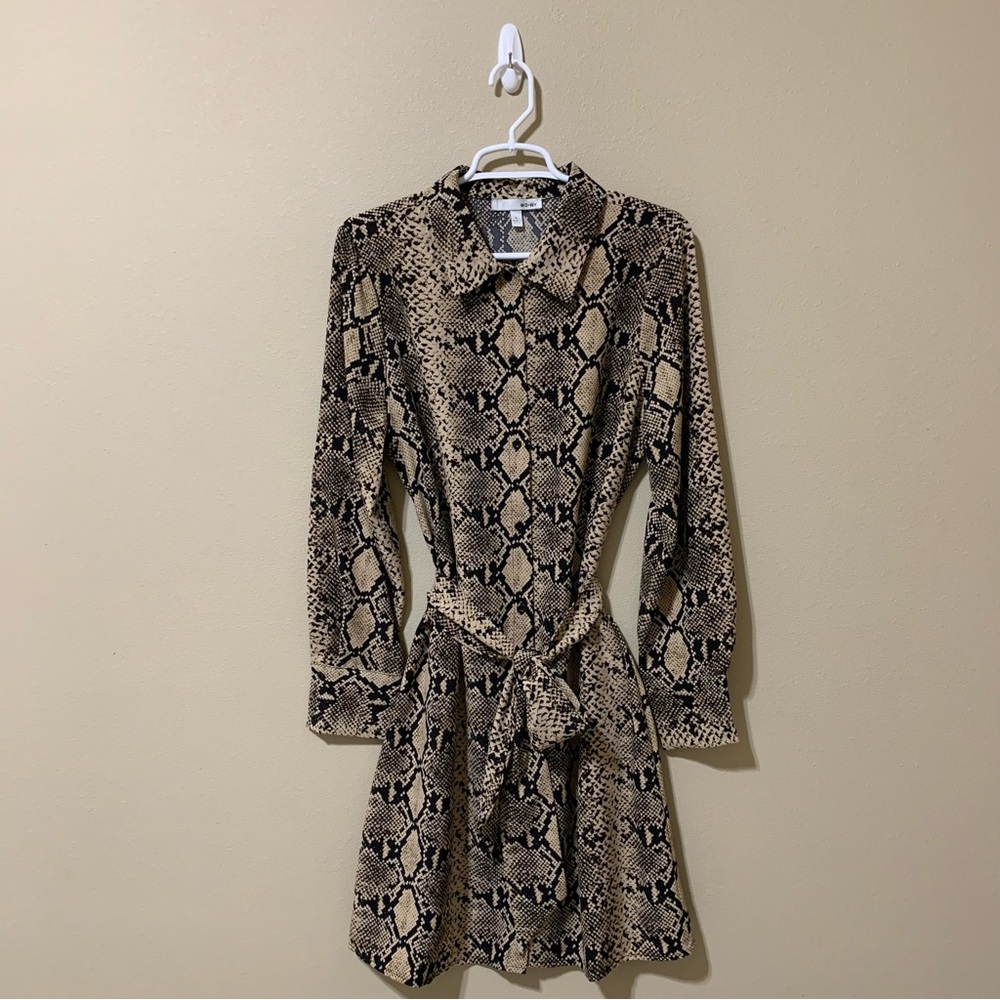 WD.NY Snake Print Long Sleeve Shirt Dress-Size L NWT